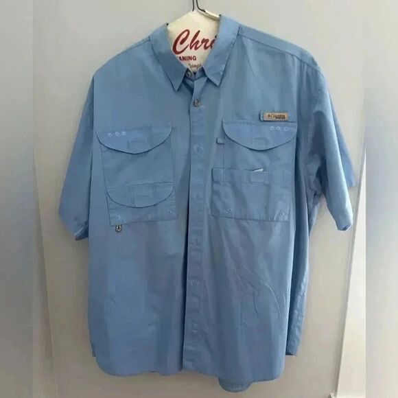 Large Blue Columbia short sleeve PFG shirt - Picture 1 of 4